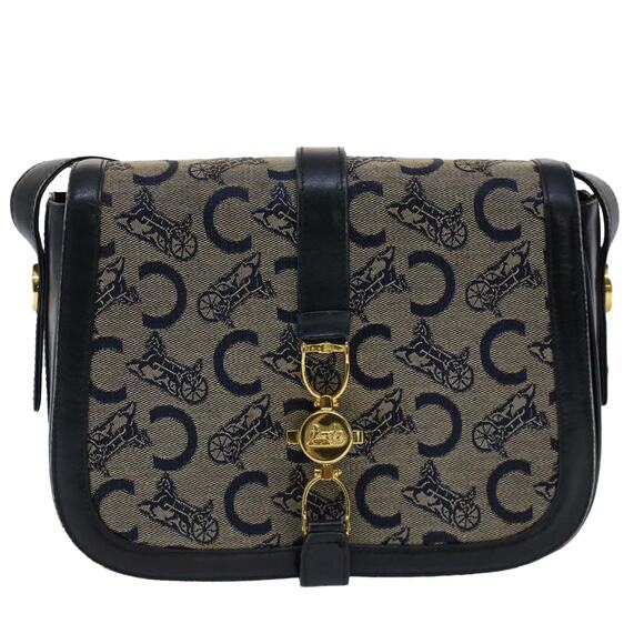 CELINE C Macadam Canvas Shoulder Bag Navy - Picture 2 of 12